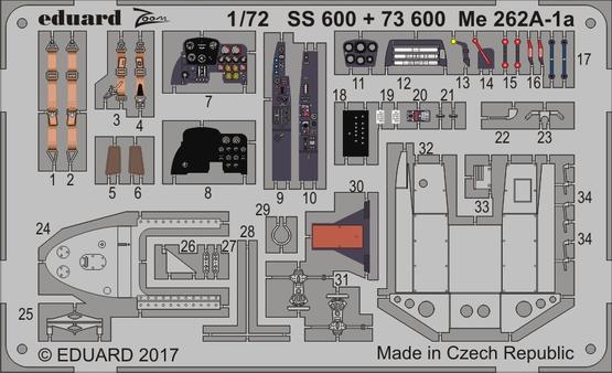 

Фототравление Eduard SS600 Me 262A-1a 1/72