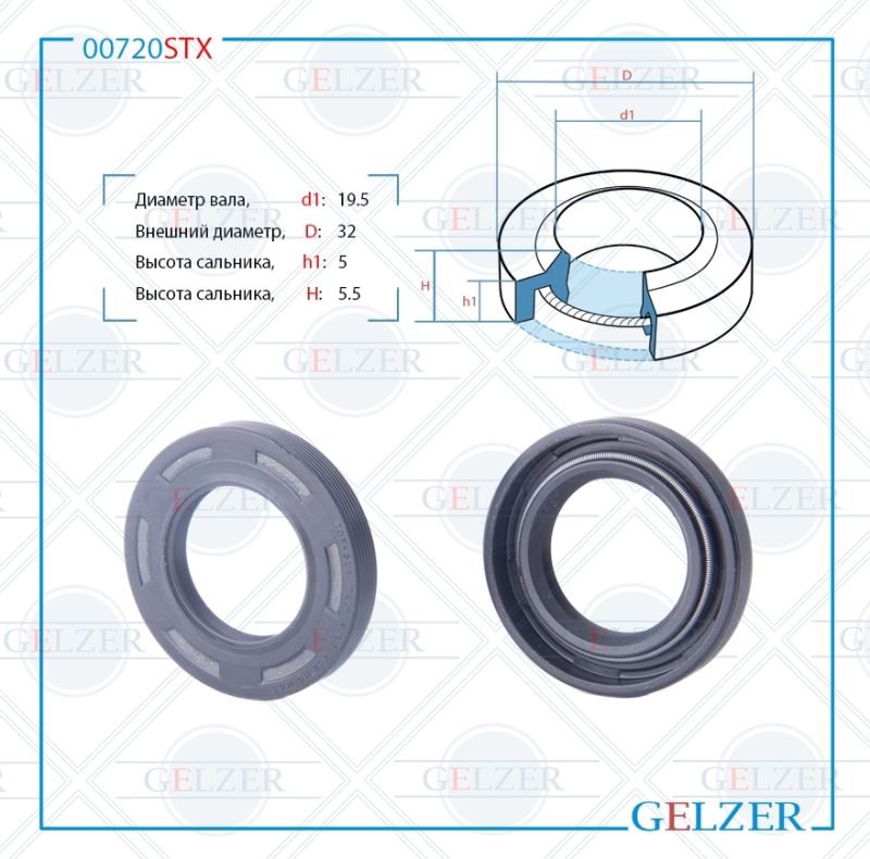 

Сальник рулевой рейки GELZER 19.5*32*5/5.5 (1PM) 00720STX, 00720STX