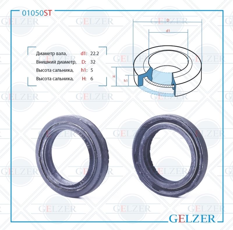 

Сальник рулевой рейки GELZER 22.2*32*5/6 (1PM) 01050ST, 01050ST