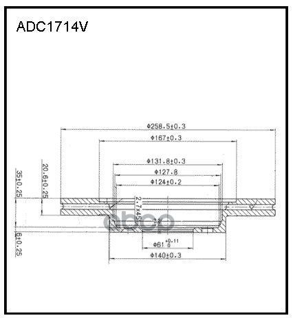 

ALLIED NIPPON ADC1714V диск тормозной передний Renault Clio Megane R19 1.4-1.9TDi 90> 1шт