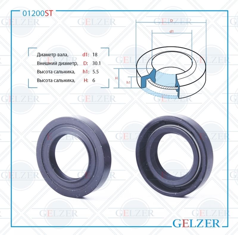 

Сальник рулевой рейки GELZER 18*30.1*5.5/6 (1PM) 01200ST, 01200ST