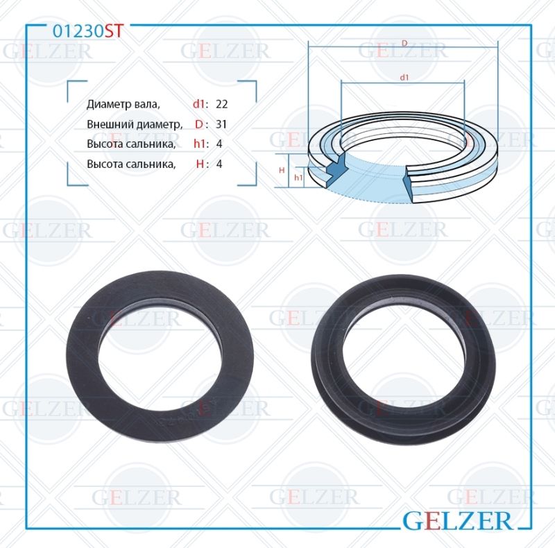 

Сальник рулевой рейки GELZER 22*31*4 (12) 01230ST, 01230ST