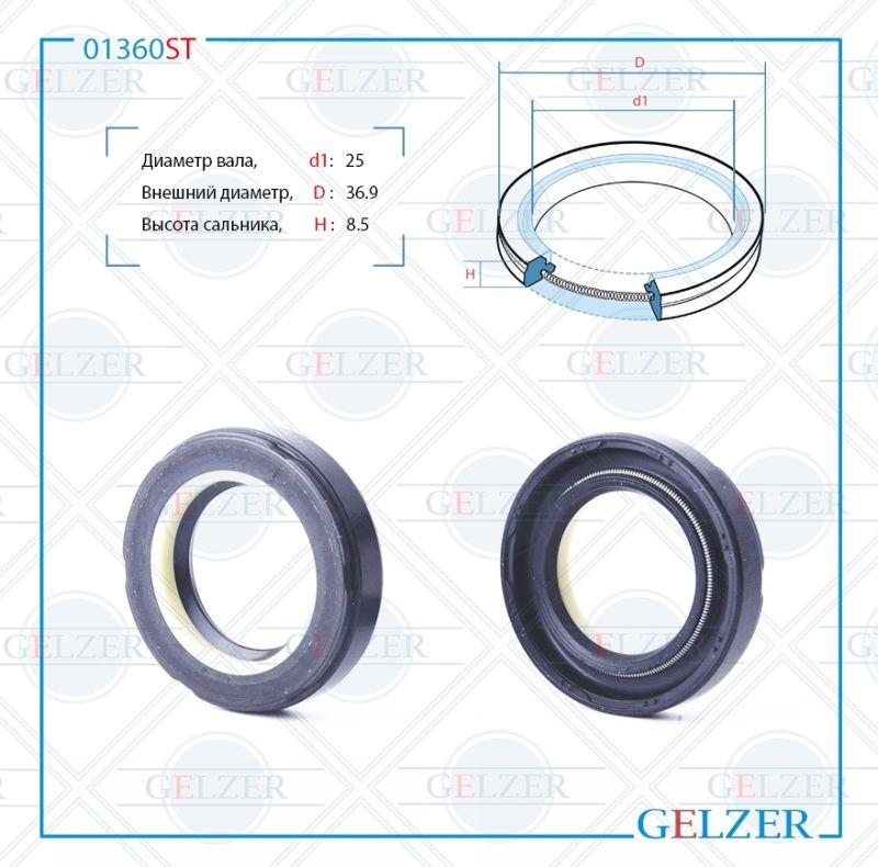 

Сальник рулевой рейки GELZER 25*39.6*8.5 (7V2) 01360ST, 01360ST