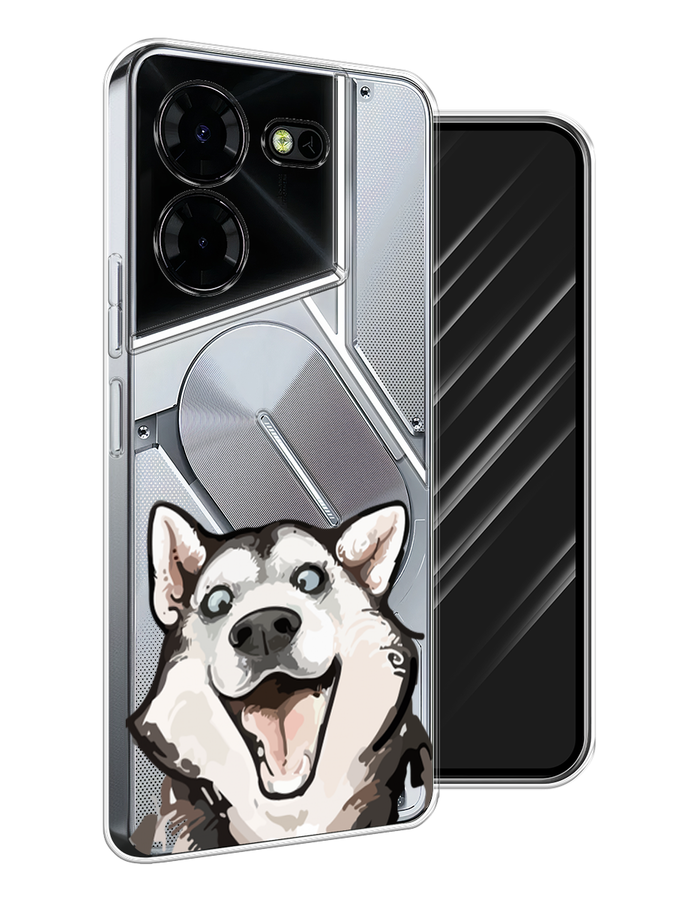 

Чехол Awog на Tecno Pova 5 Pro 5G "Радостный хаски", Белый;голубой;черный, 304550-1