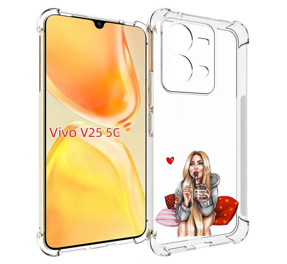 

Чехол MyPads любительница-нутеллы женский для Vivo V25 5G / V25e, Прозрачный, Tocco