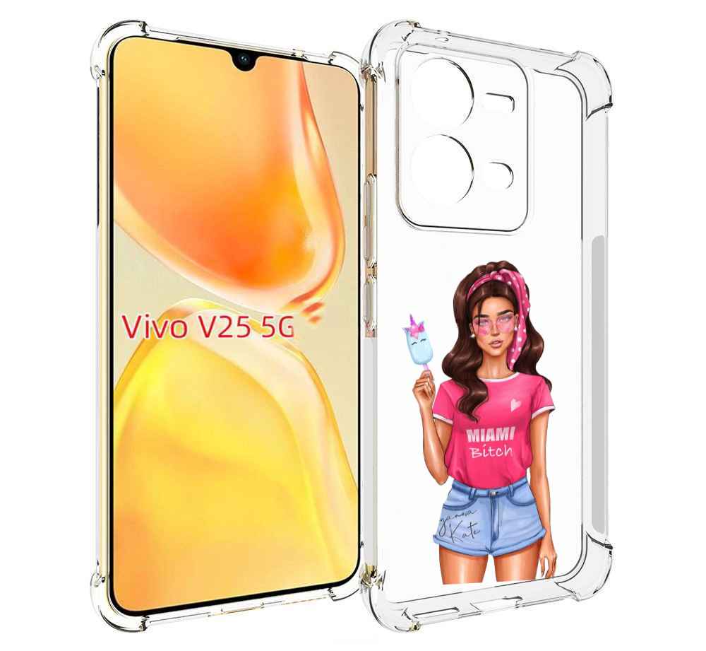 

Чехол MyPads майами-битч женский для Vivo V25 5G / V25e, Прозрачный, Tocco