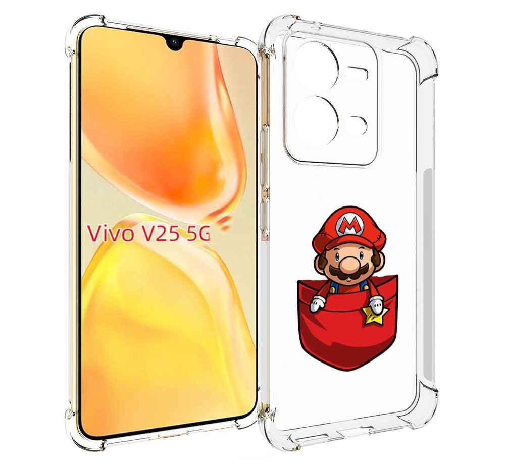 

Чехол MyPads марио в кармашке детский для Vivo V25 5G / V25e, Прозрачный, Tocco