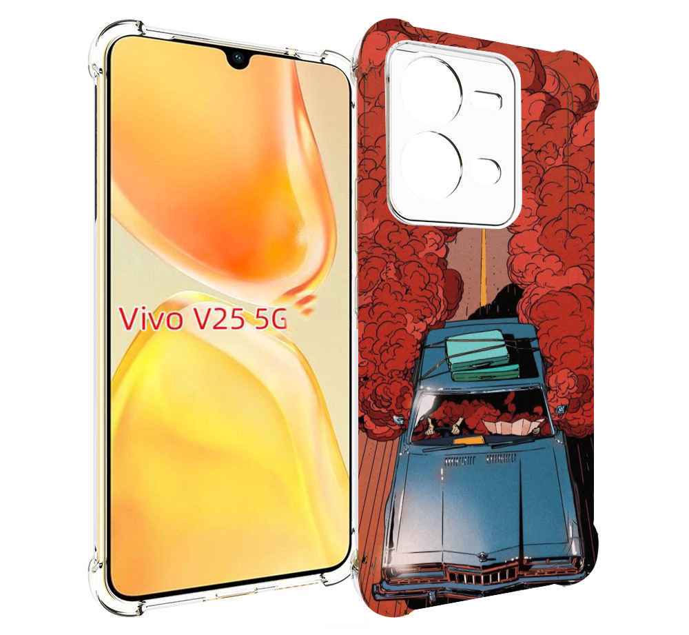 

Чехол MyPads машина мчится с дымком для Vivo V25 5G / V25e, Прозрачный, Tocco