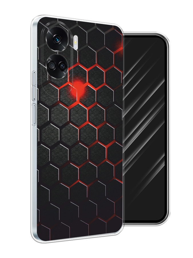 

Чехол Awog на Honor 90 Lite "Фон соты красные", Красный;черный, 6122350-1