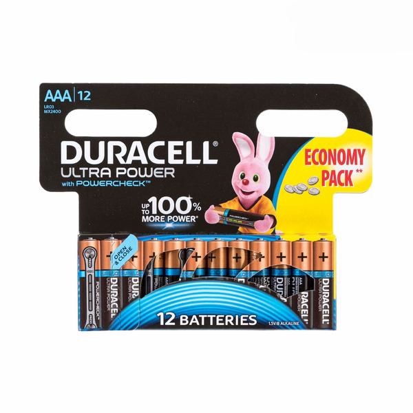 Батарейка DURACELL ULTRA POWER 15В ААА LR03 12 штук 430₽