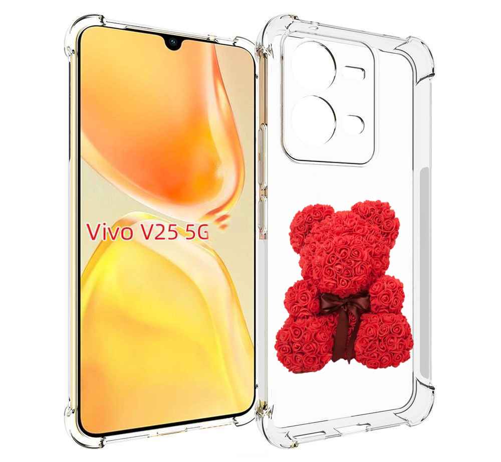 

Чехол MyPads мишка-из-розочек для Vivo V25 5G / V25e, Прозрачный, Tocco