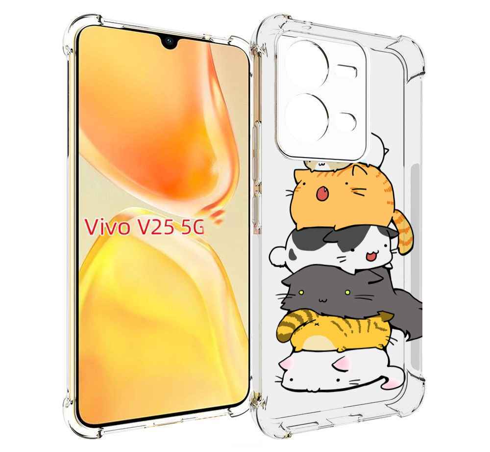 

Чехол MyPads много-маленьких-котиков для Vivo V25 5G / V25e, Прозрачный, Tocco
