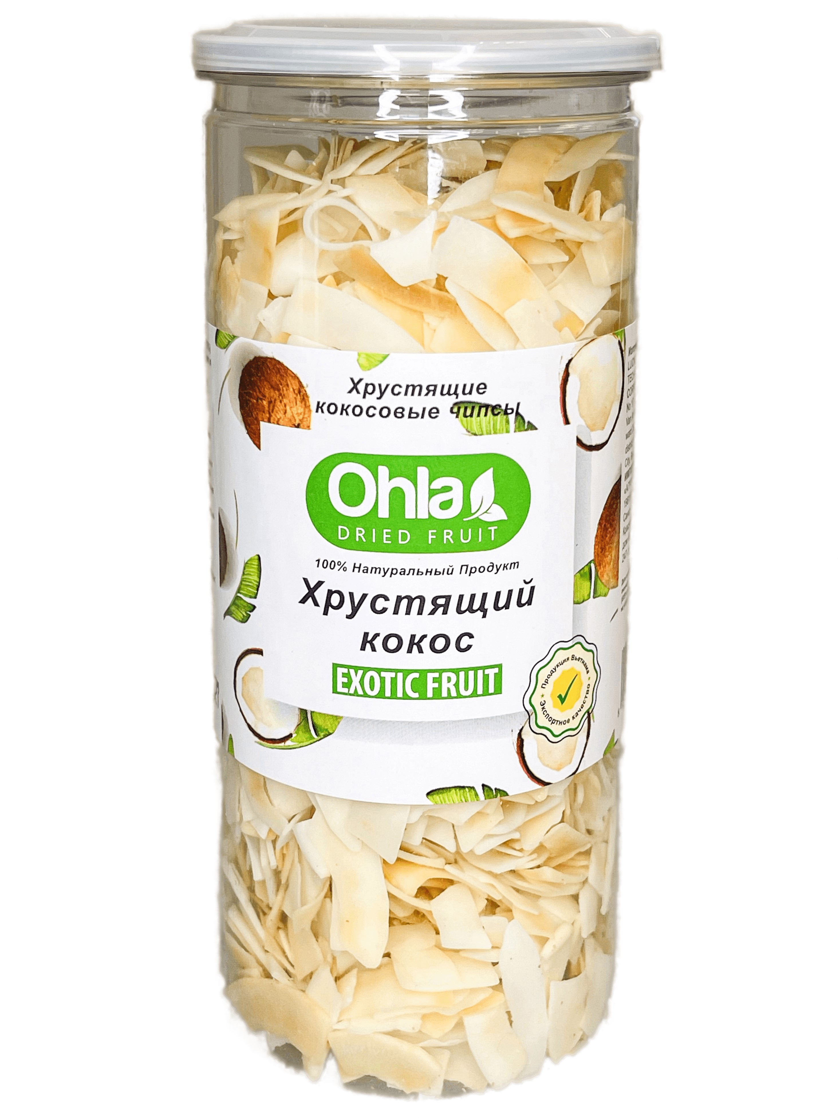 КОКОС сушеный OHLA, хрустящие чипсы, 300 гр.