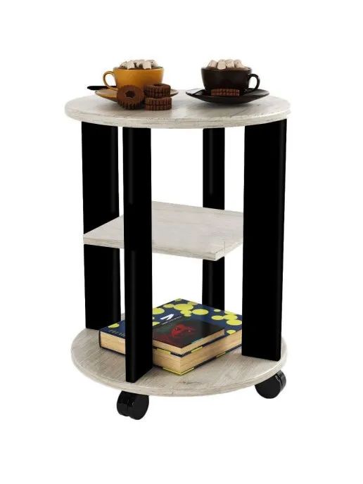 Журнальный столик на колесах Wisti Прем-К, бежевый/черный