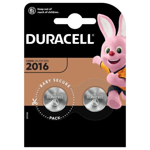 Батарейки литиевые Duracell CR2016/DL2016 в упаковке 2 штуки
