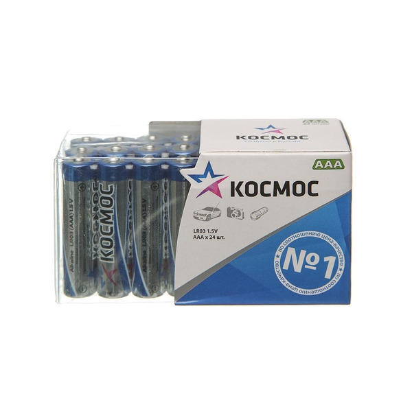 

Батарейка KOCMOC Alkaline / 1.5 В / AAA (LR03) / 24 штуки (в пластиковом боксе)