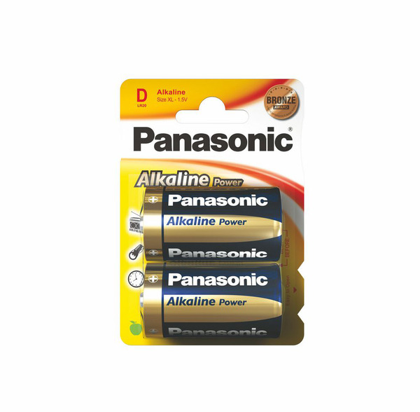 

Батарейка Panasonic Alkaline Power LR20 / D / 1.5 В/ 1.5 V/ 2 штуки в блистере