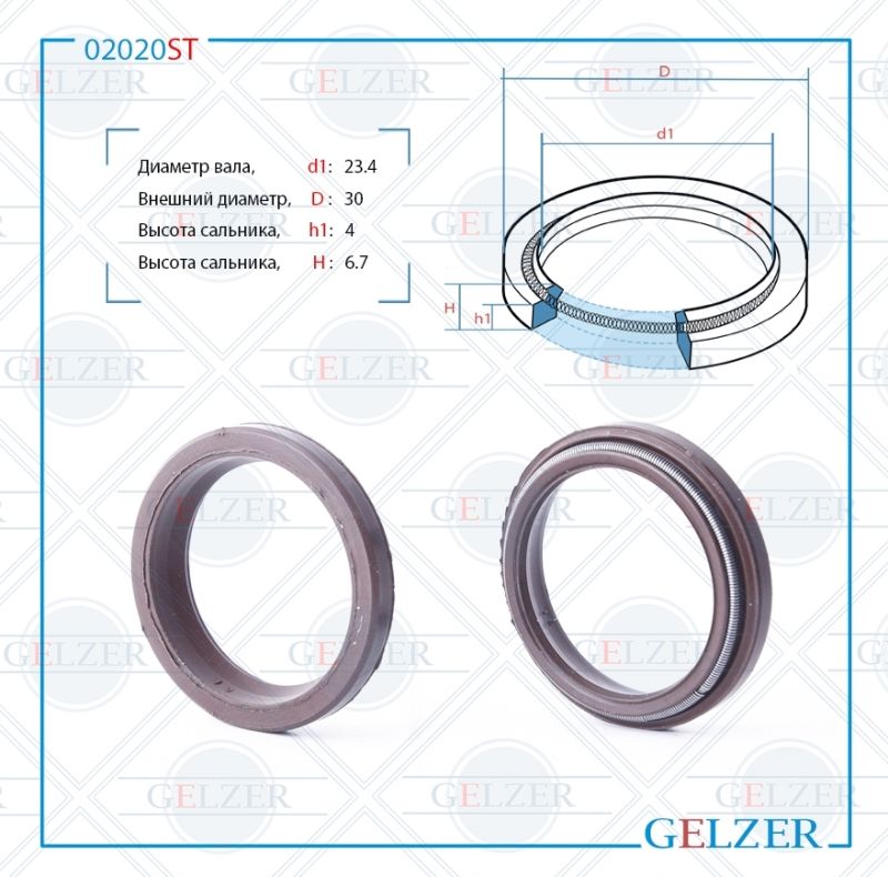 

Сальник рулевой рейки GELZER 23.4*30*4/6.7 (4) 02020ST, 02020ST