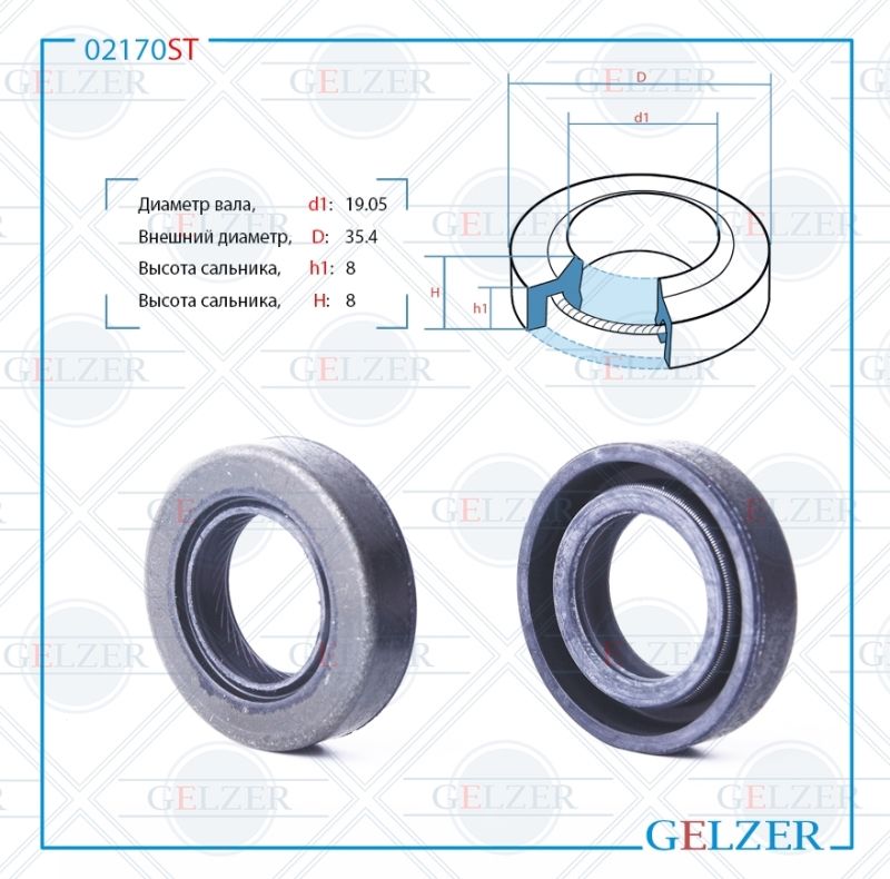 

Сальник рулевой рейки GELZER 19.05*33.4*8/8 (1PMA) 02170ST, 02170ST