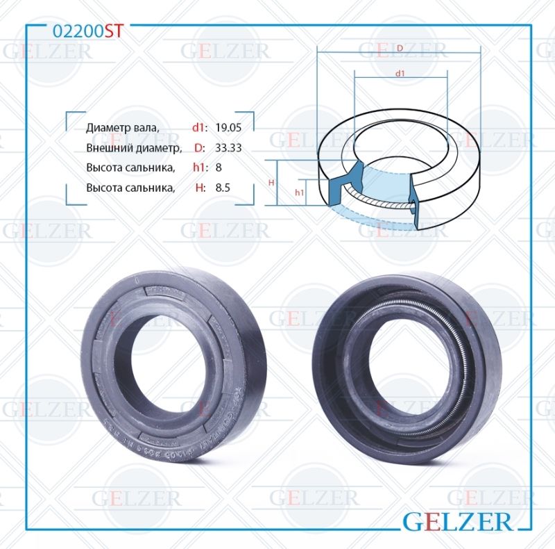 

Сальник рулевой рейки GELZER 19.05*33.33*8/8.5 (1PM) 02200ST, 02200ST