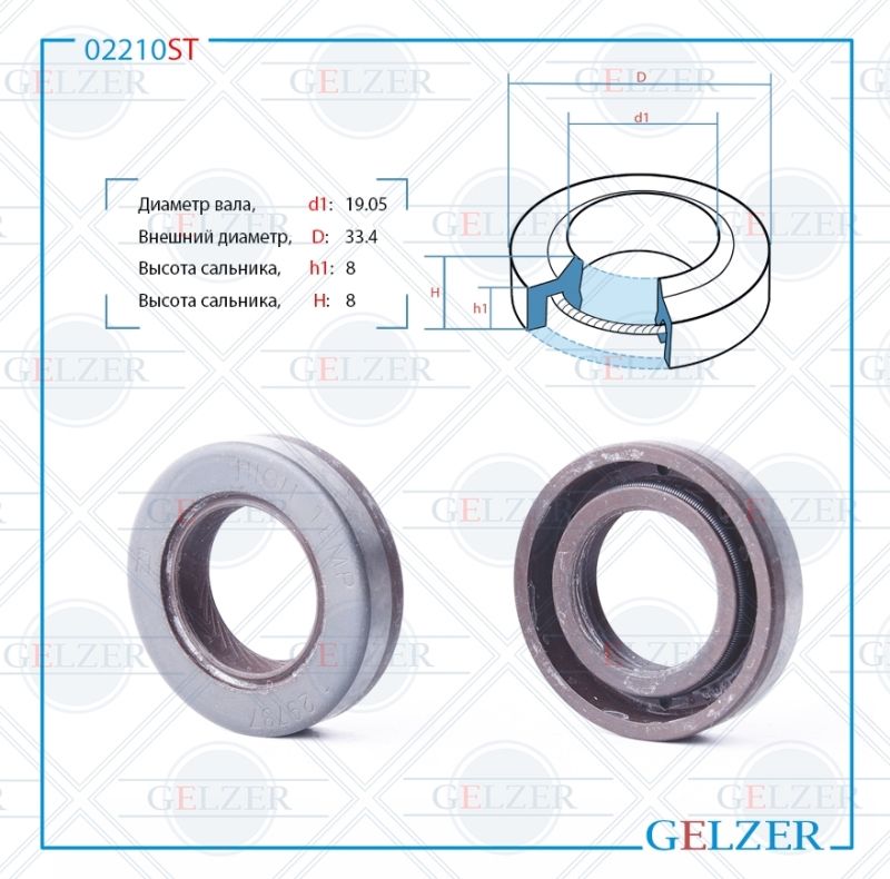 

Сальник рулевой рейки GELZER 19.05*33.4*8/8 (1PMA) 02210ST, 02210ST