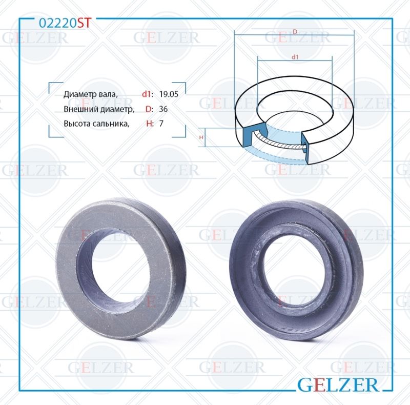 

Сальник рулевой рейки GELZER 19.05*36*7 (0MA) 02220ST, 02220ST