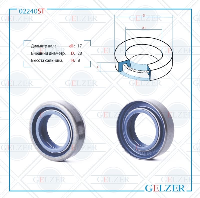 

Сальник рулевой рейки GELZER 17*28*8 (0M2) 02240ST, 02240ST