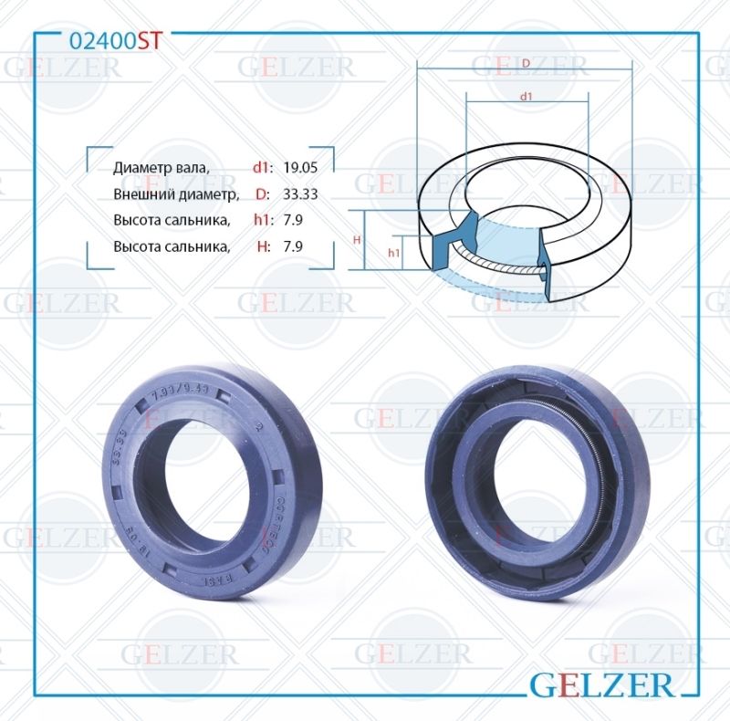 

Сальник рулевой рейки GELZER 19.05*33.33*7.9 (1PM) 02400ST, 02400ST