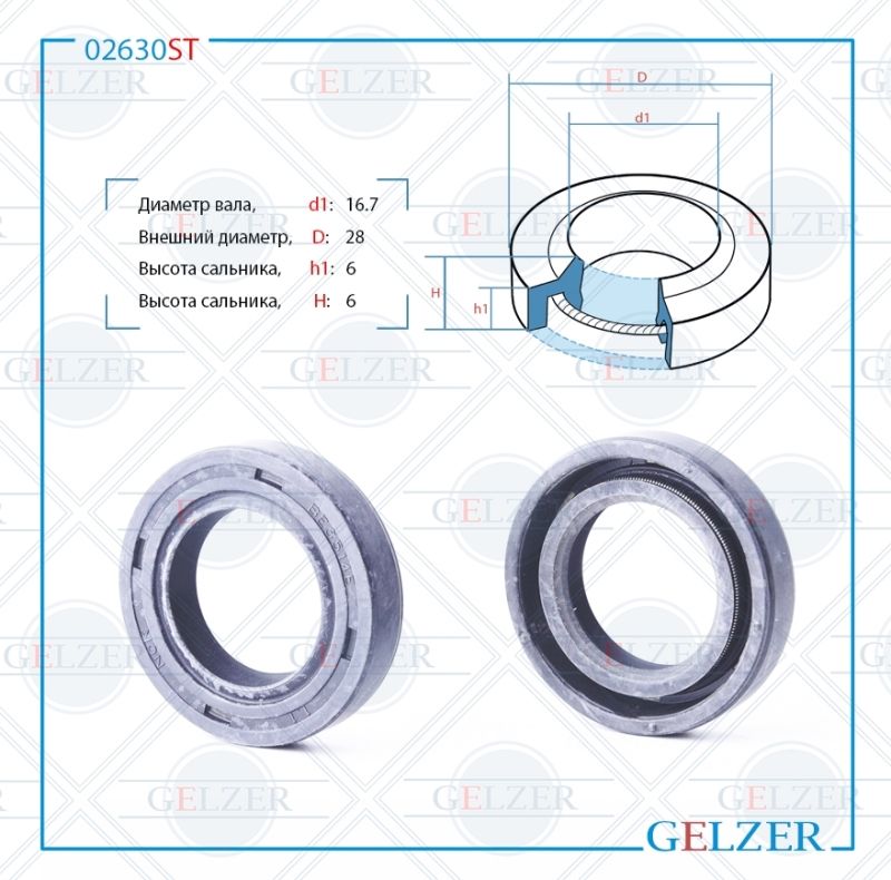 

Сальник рулевой рейки GELZER 16.7*28*6 (1PM) 02630ST, 02630ST
