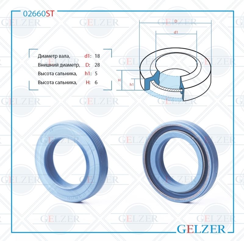 

Сальник рулевой рейки GELZER 18*28*5/6 (1PM) 02660ST, 02660ST