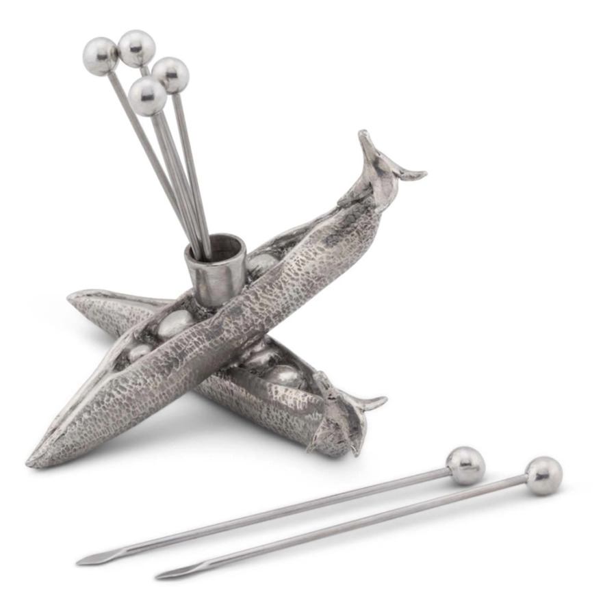 

Набор шпажек с подставкой Vagabond House Горошек 6 шт, олово