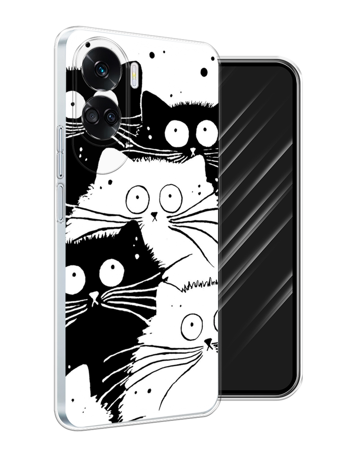 

Чехол Awog на Honor 90 Lite "Коты черно-белые", Черный;белый, 6122350-1