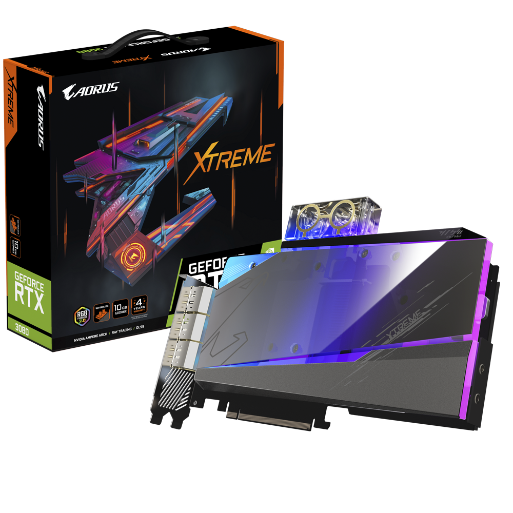 фото Видеокарта gigabyte geforce rtx 3080 aorus xtreme waterforce wb 2.0 lhr