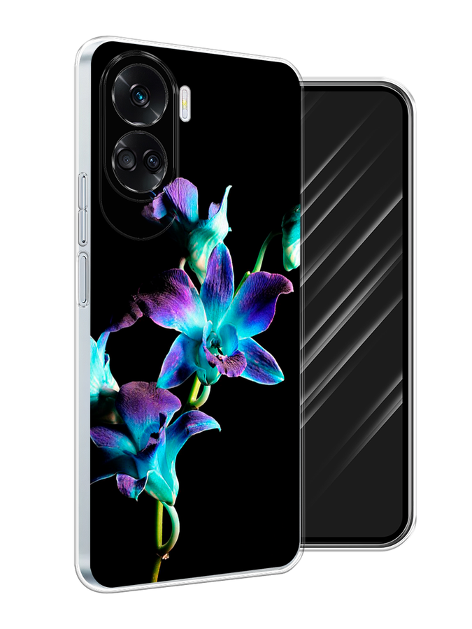 

Чехол Awog на Honor 90 Lite "Синий цветок на черном", Черный;голубой;синий, 6122350-1