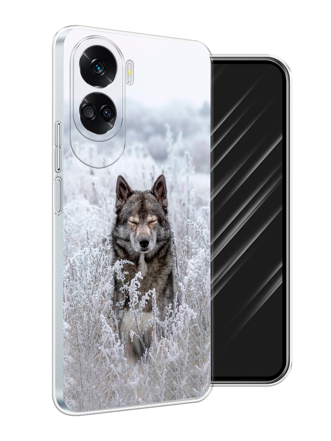 

Чехол Awog на Honor 90 Lite "Волк в поле", Белый;черный, 6122350-1