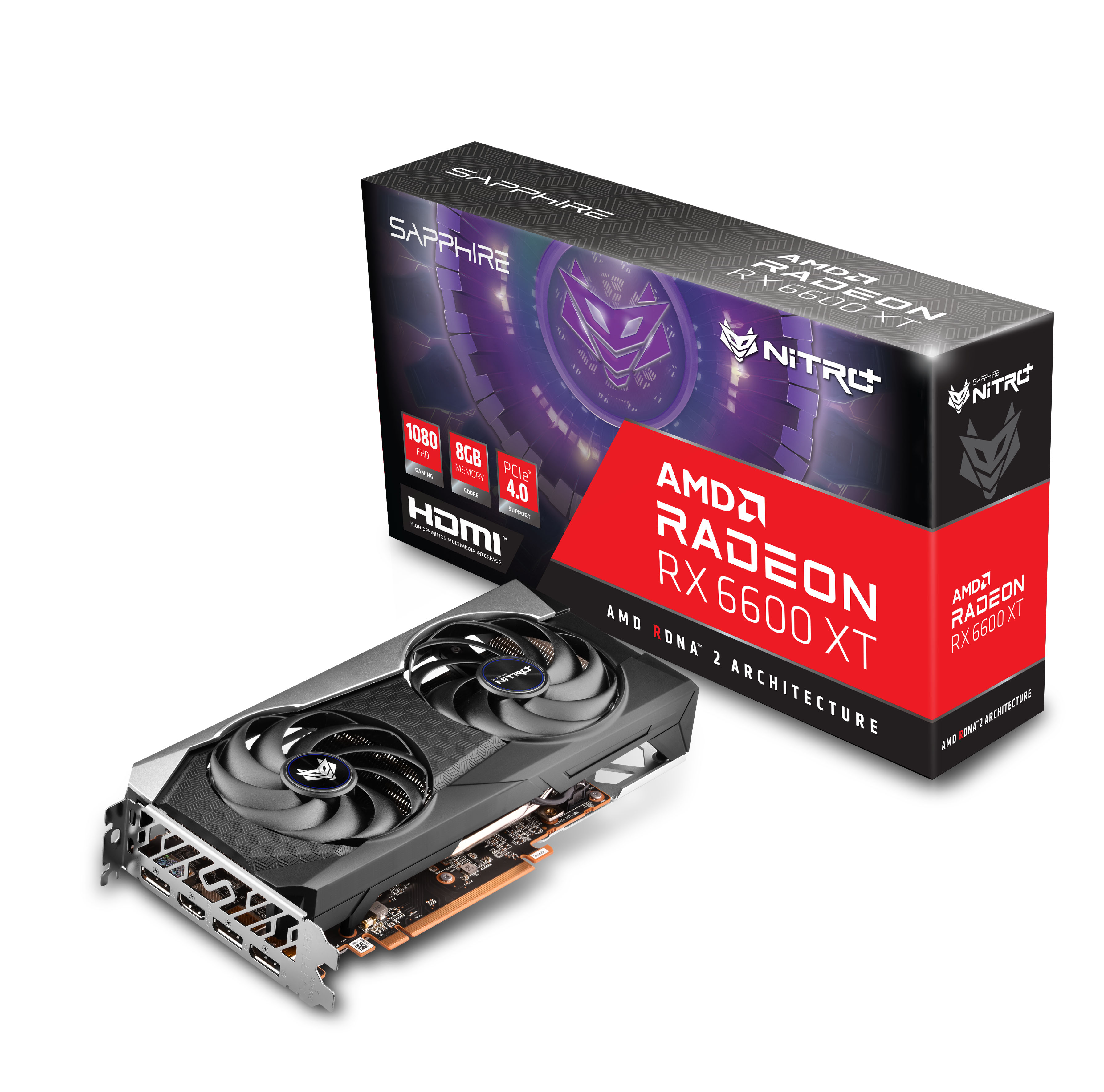 фото Видеокарта sapphire amd radeon rx 6600xt gaming oc nitro+ (11309-01-20g)