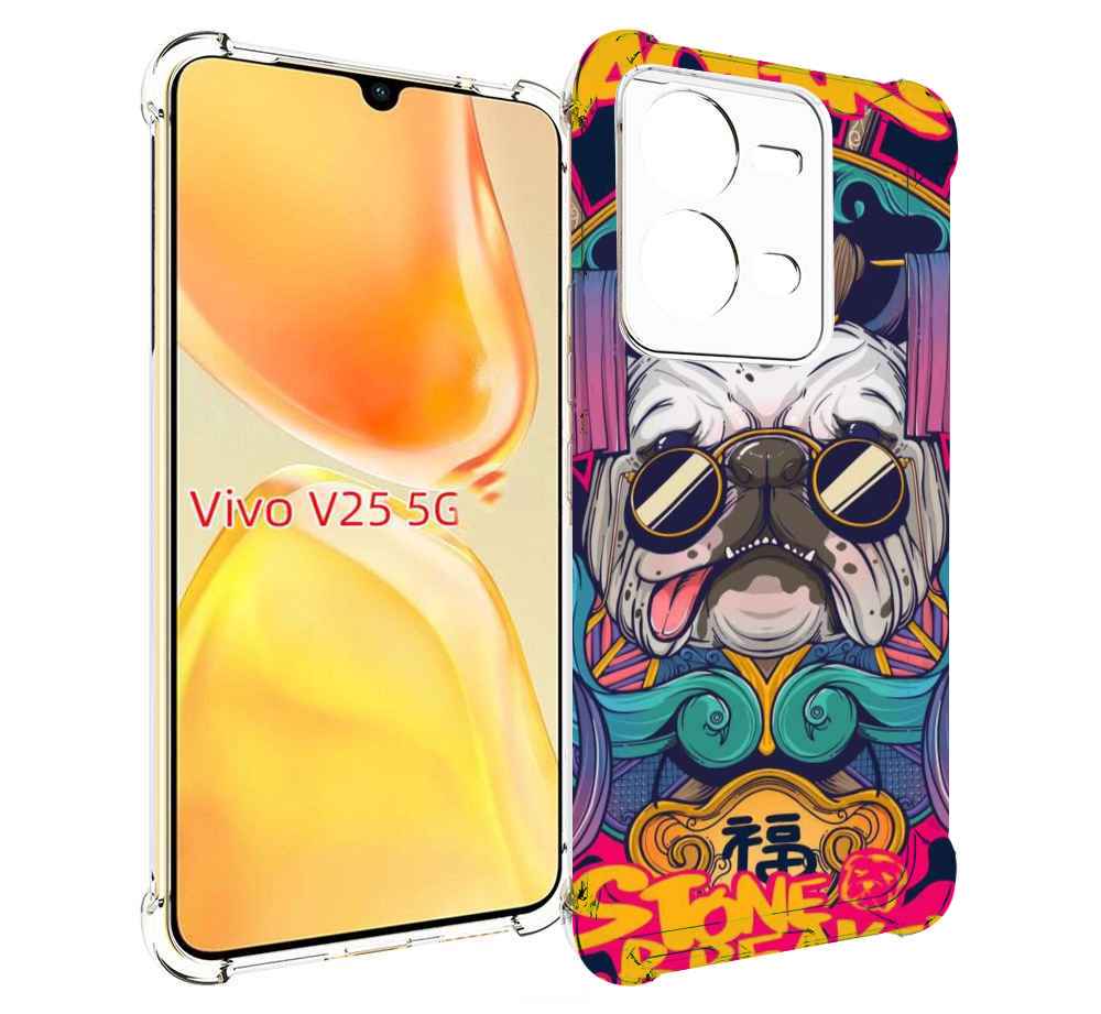 

Чехол MyPads мопс агро яркая для Vivo V25 5G / V25e, Прозрачный, Tocco