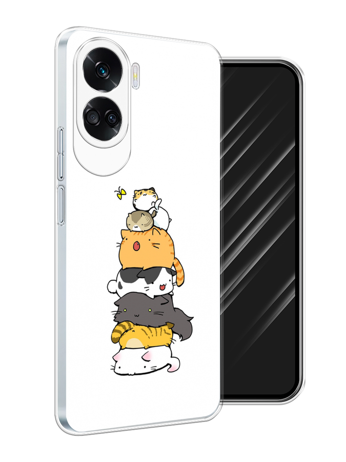 

Чехол Awog на Honor 90 Lite "Бутерброд из котиков", Коричневый;белый;серый, 6122350-1