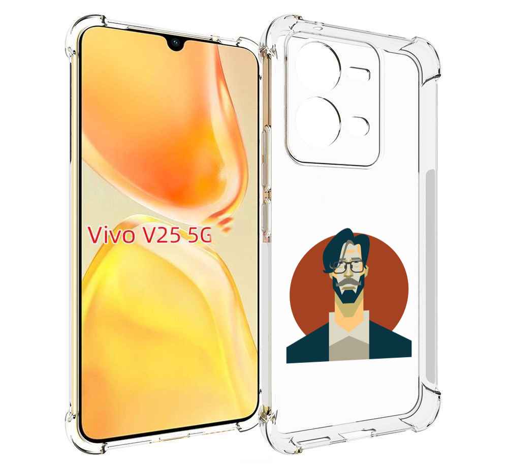 

Чехол MyPads мужичек-в-очках для Vivo V25 5G / V25e, Прозрачный, Tocco