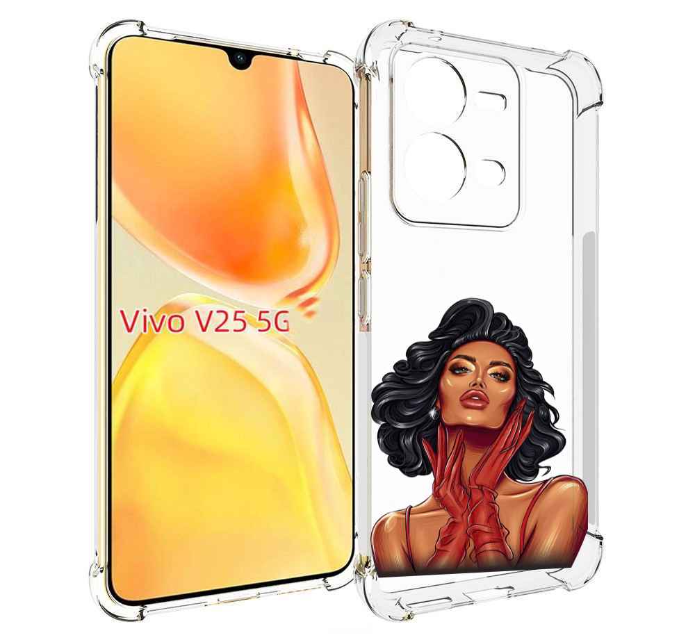 

Чехол MyPads мулатка-в-перчатках женский для Vivo V25 5G / V25e, Прозрачный, Tocco