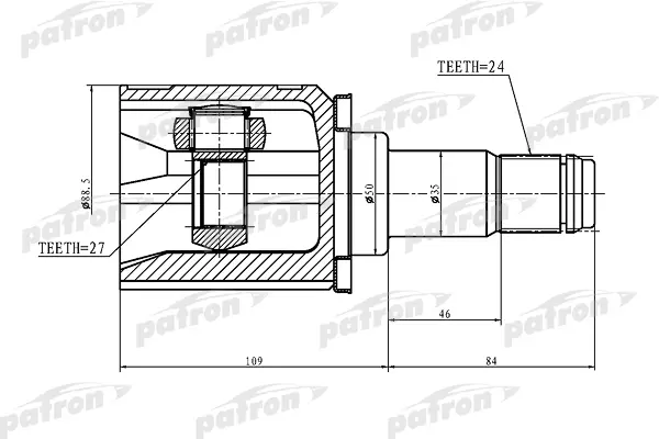 ШРУС внутренний левый 24x50x27 TOYOTA CAMRY ACV30/MCV30 01-06 PATRON PCV1427