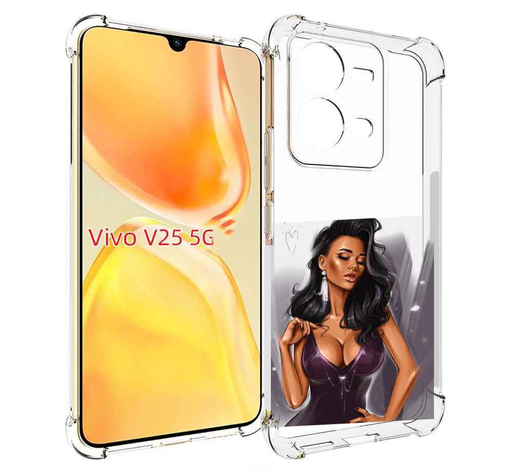 

Чехол MyPads нарисованная-девушка-в-фиолетовом-платье женский для Vivo V25 5G / V25e, Прозрачный, Tocco