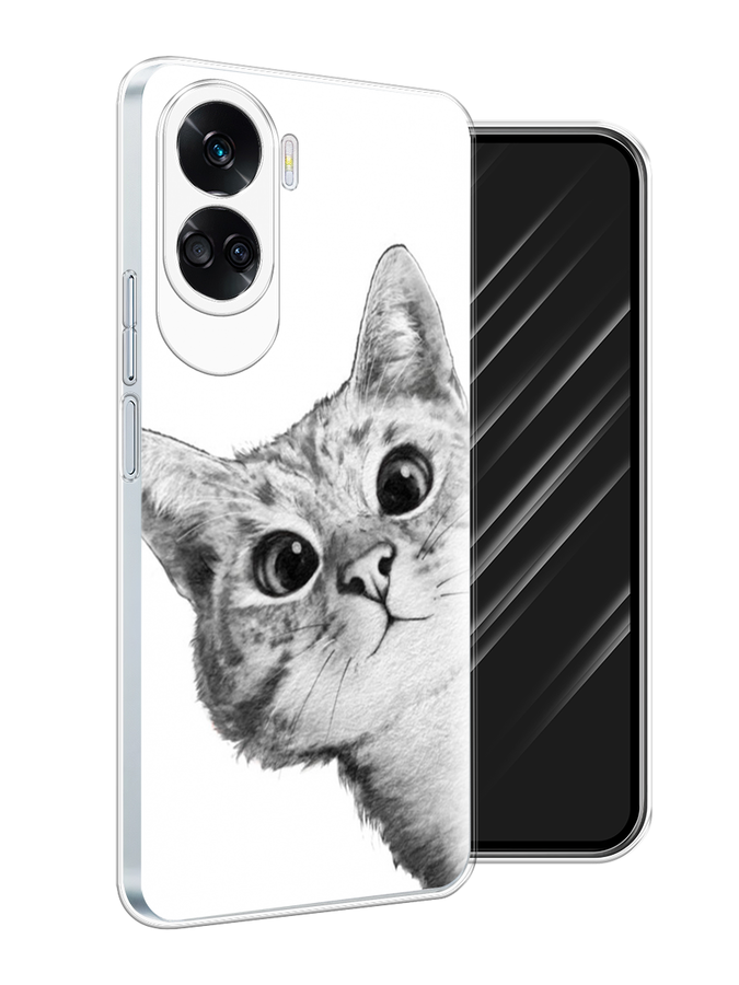 

Чехол Awog на Honor 90 Lite "Кот рисунок черно-белый", Черный, 6122350-1