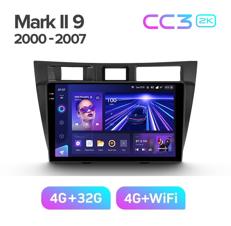Магнитола TEYES TOYOTA MARK 2 2000-2007 г CC3 2K 432ГБ 3389000₽