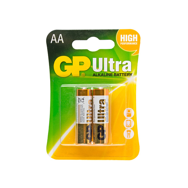 

Батарейка GP Ultra ALKALINE BATTERY / 1.5 В / AA (LR6) 2 штуки в блистере