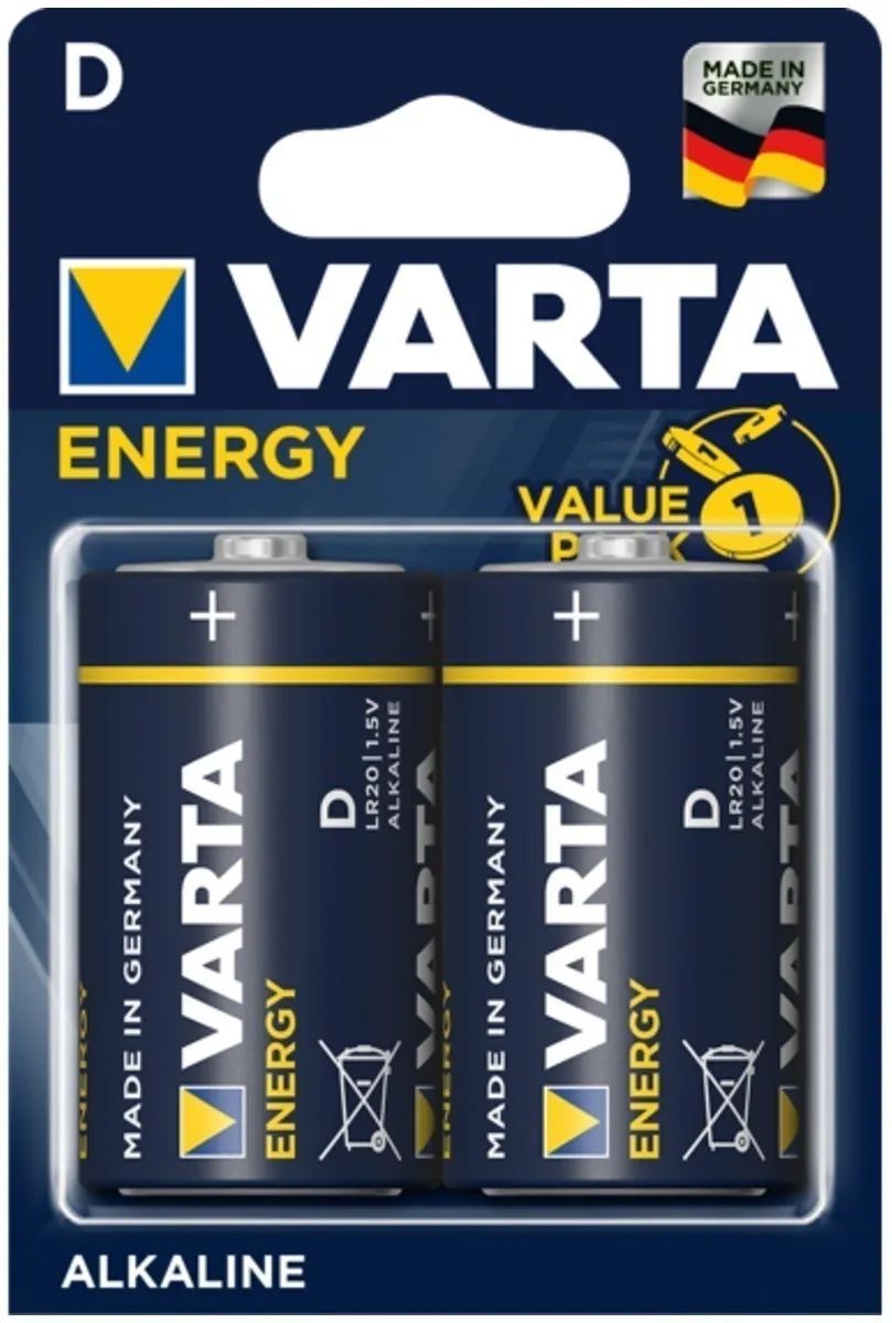 

Батарейка VARTA ENERGY LR20 / D / 1.5 В/ 1.5 V/ 2 штуки в блистере