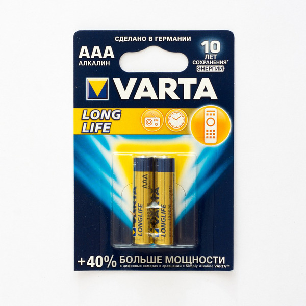 

Батарейка VARTA LONGLIFE / 1.5 В / AAA (LR03) 2 штуки в блистере