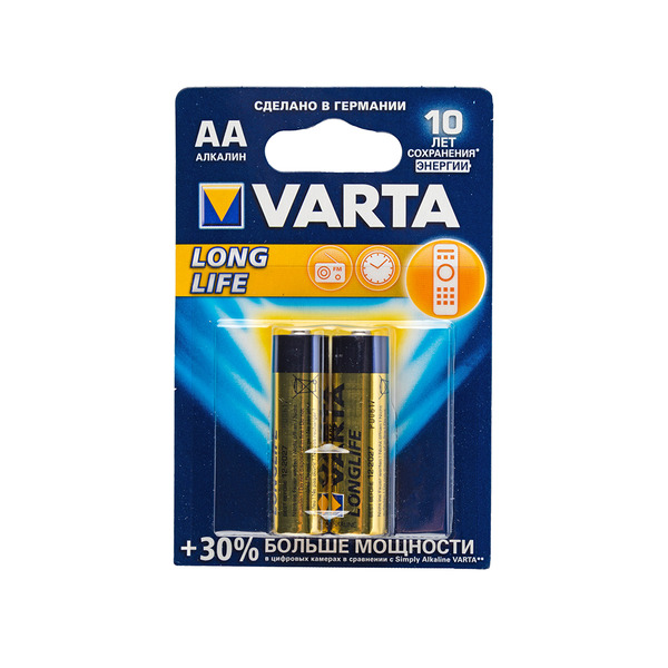 фото Батарейка varta longlife / 1.5 в / aa (lr6) 2 штуки в блистере