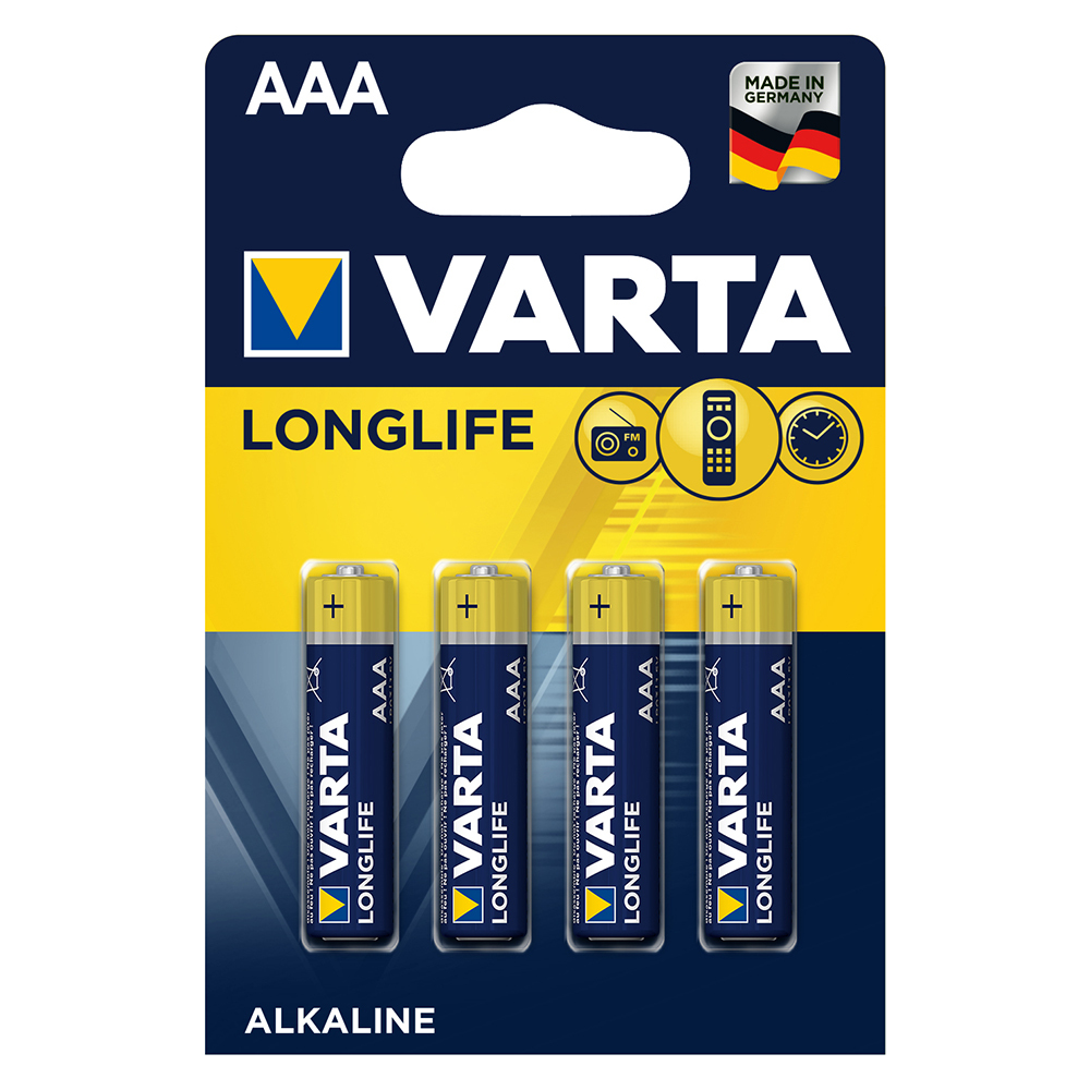 

Батарейка VARTA HIGH ENERGY / LONGLIFE POWER / 1.5 В / AAA (LR03) 4 штуки в блистере