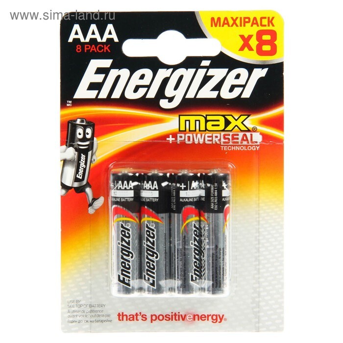 

Батарейка Energizer MAX / 1.5 В / AAA (LR03) 8 штук в блистере